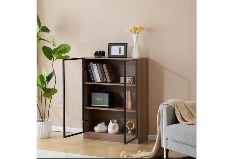 STILVORA Vitrine mit Glastüren,Aufbewahrungsschrank Standvitrine mit LED-Beleuchtung (Vitrinenschrank, Wohnzimmerschrank, 1-St., mit 3-stufigen Einlegeböden) LED-Beleuchtung aus 16 verschiedenen,Glasschrank aus gehärtetem Glas von STILVORA