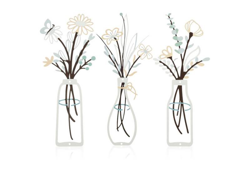 STILVORA Wanddekoobjekt 3er Vase Wall Art Wanddeko für Wohnzimmer,Raumdekoration Metall von STILVORA