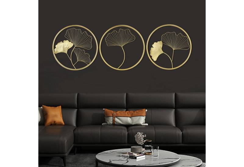 STILVORA Wanddekoobjekt 3er Wanddeko für Schlafzimmer & Wohnzimmer,Raumdekoration Metall (Geschenk 45CM, 3 St., Runde Ornament Wandbehang Kunst Hängen Wandschmuck), für Dekorationen Haus Wohnzimmer Esszimmer Schlafzimmer Küche Korridor von STILVORA