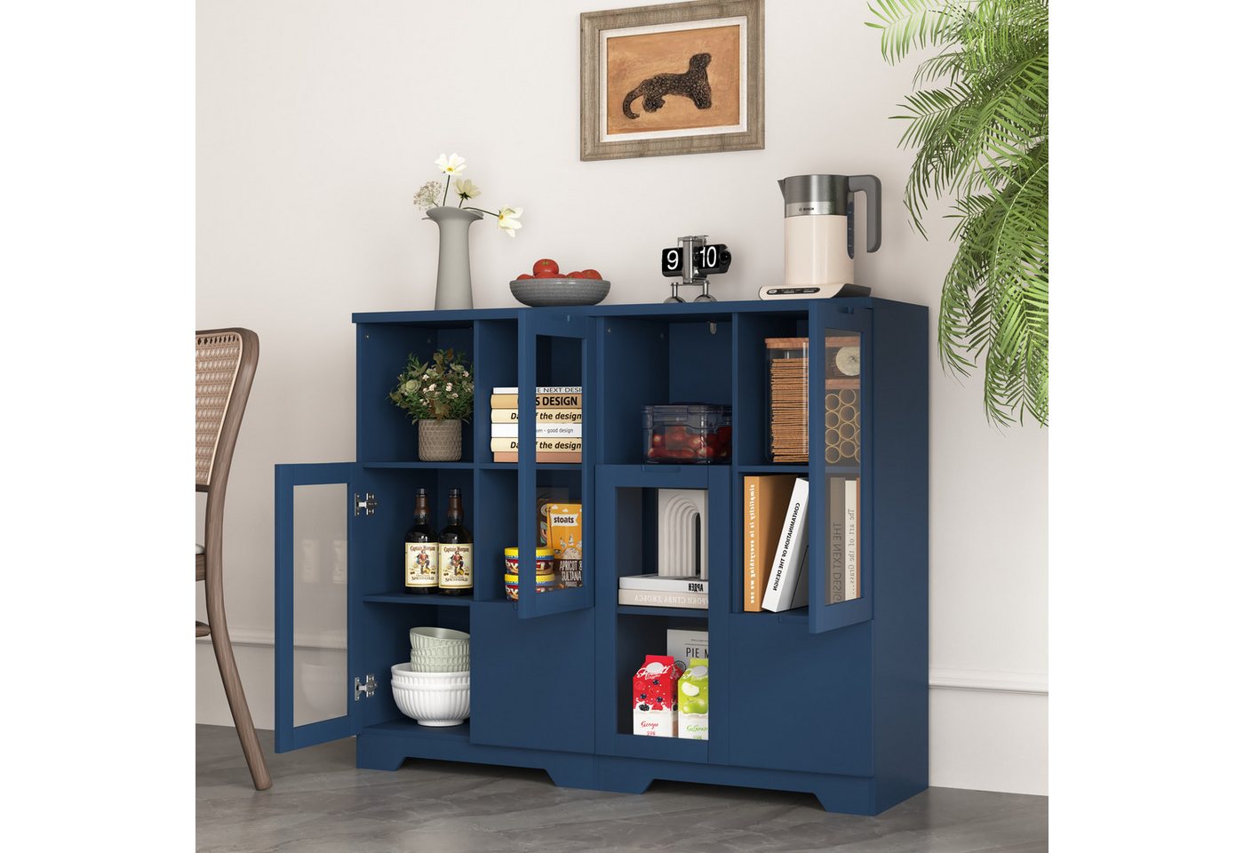 STILVORA Wandhängeschrank mit Schubladen,Aufwahrungschrank Kommode mit Glastür&Lagerfächern, Lackierter MDF-Schrank mit Glastüren & Schublade – Vielseitiger Stauraum, elegantes Design & pflegeleicht 1-tlg. von STILVORA