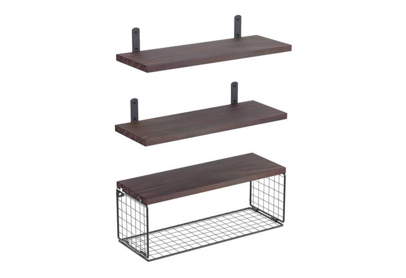 STILVORA Wandregal 3er-Set Bücherregal Duschablage Hängeregal Küchenregal Massivholz von STILVORA