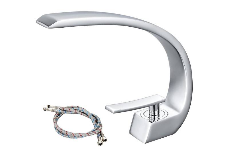 STILVORA Waschtischarmatur Wasserhahn Armatur Einhebelmischer, Badarmatur massivem Messing (3/8 Zoll Norm-Anschluss Messing + Stahl Chrom-Finish 19cm Auslaufhöhe, Mischbatterie + Keramikkartusche) Wasserfall für Badezimmer Toiletten Oder Gäste WC Waschbecken usw von STILVORA
