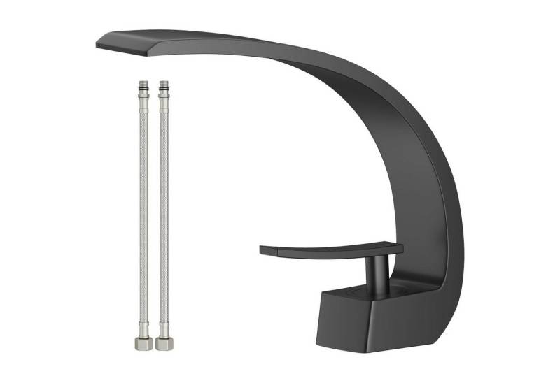 STILVORA Waschtischarmatur Wasserhahn Armatur Einhebelmischer, Badarmatur massivem Messing (3/8 Zoll Norm-Anschluss Messing + Stahl Chrom-Finish 19cm Auslaufhöhe, Mischbatterie + Keramikkartusche) Wasserfall für Badezimmer Toiletten Oder Gäste WC Waschbecken usw von STILVORA