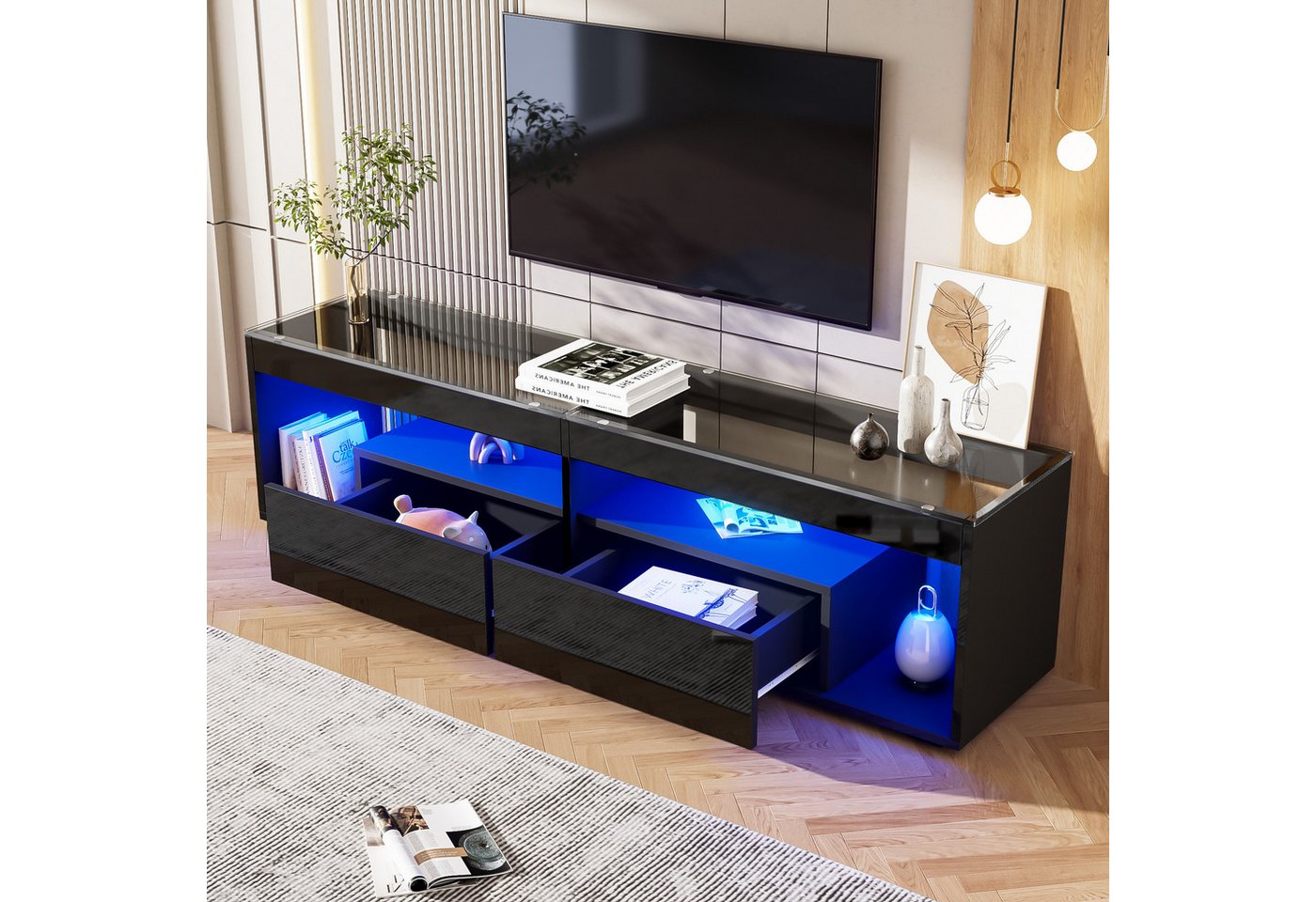 STILVORA Wohnzimmer-Set 3er Hochglanz-Wohnzimmermöbel-Sets,TV-Schrank,Couchtisch und Sideboard, (2-St) von STILVORA
