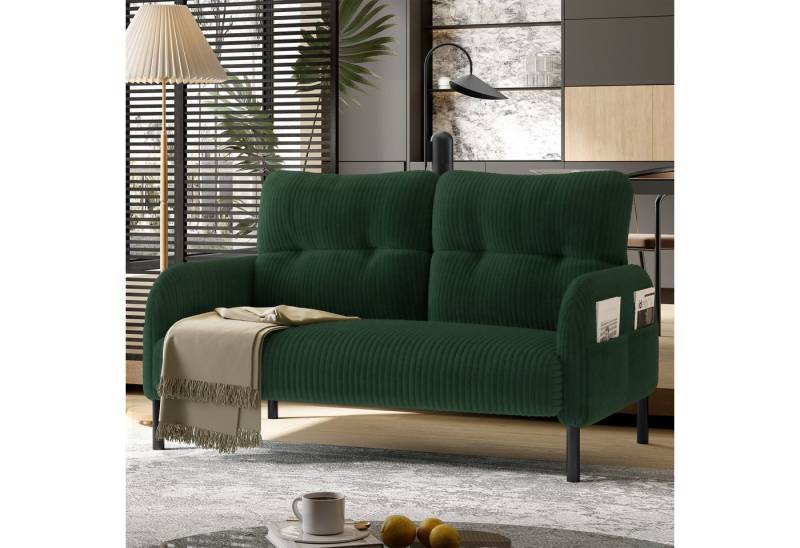 STILVORA Wohnzimmer-Set aus Cordstoff,Zweisitzer Relaxsofa mit Seitentasche&Metallgestell von STILVORA