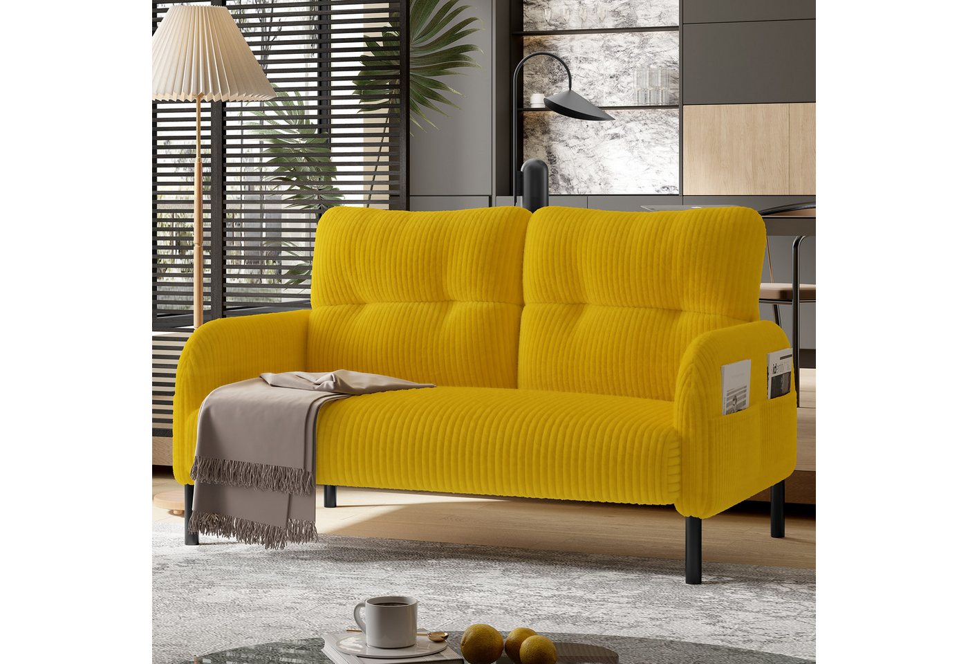 STILVORA Wohnzimmer-Set aus Cordstoff,Zweisitzer Relaxsofa mit Seitentasche&Metallgestell STILVORA Wohnzimmer-Set aus Cordstoff,Zweisitzer Relaxsofa mit Seitentasche&Metallgestell von STILVORA