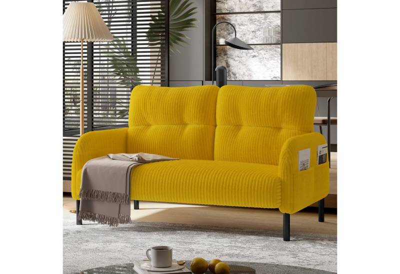 STILVORA Wohnzimmer-Set aus Cordstoff,Zweisitzer Relaxsofa mit Seitentasche&Metallgestell von STILVORA