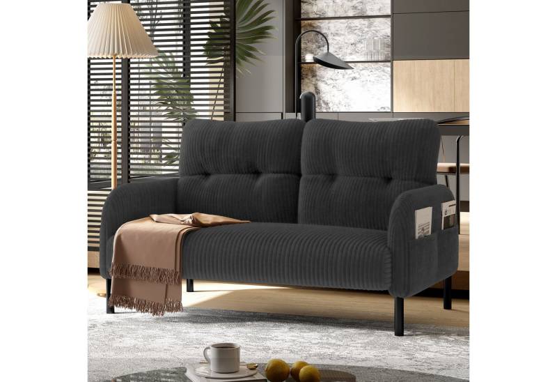 STILVORA Wohnzimmer-Set aus Cordstoff,Zweisitzer Relaxsofa mit Seitentasche&Metallgestell von STILVORA