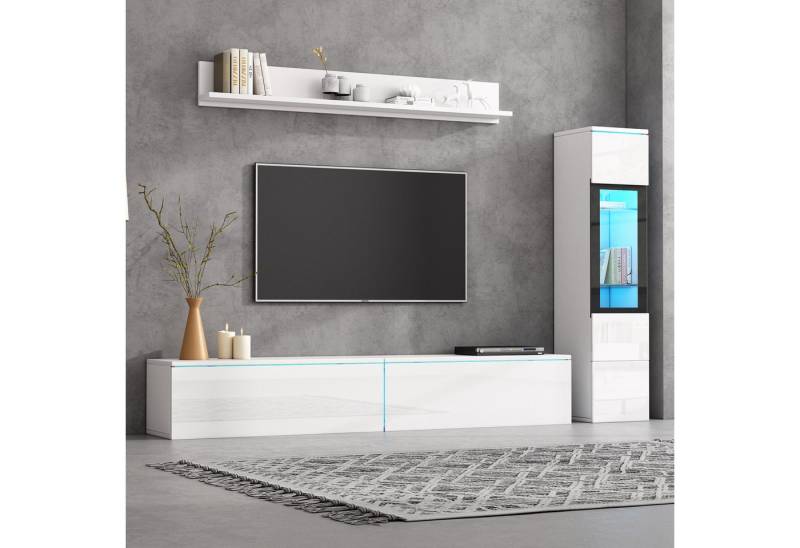 STILVORA Wohnzimmer-Set mit Hängeregal,Lowboard&Vitrine,Möbelset Wohnzimmerset mit LED-Licht STILVORA Wohnzimmer-Set mit Hängeregal,Lowboard&Vitrine,Möbelset Wohnzimmerset mit LED-Licht von STILVORA