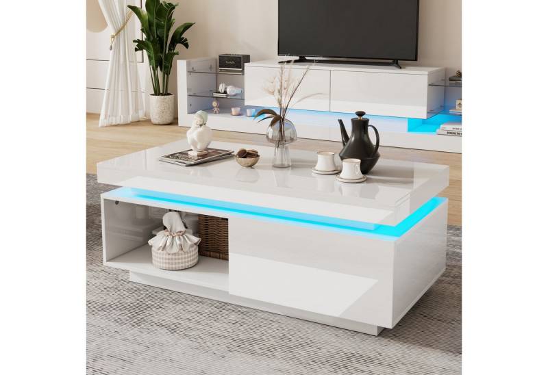 STILVORA Wohnzimmer-Set mit Lowboard&Couchtisch,Möbel-Set Wohnzimmerset Hochglanz mit LED, (Wohnzimmer-Wand-Set, 2-St., 100x50x40cm Couchtisch, 181*38*38cm TV-Schrank), mit LED-Beleuchtung von STILVORA