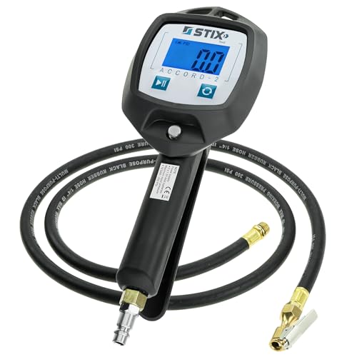 Druckluft Reifenfüller ACCORD-2 - mit Elektronischem Manometer - 0-18 bar – Digitales Reifenfüllgerät - mit LCD-Display - ergonomische Reifendruckprüfer für Werkstätten von Stix