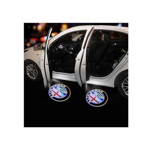 STLYBAZ 2 Stück Autotür Willkommenslichter für Alfa Romeo Giulia 2017-2023, Personalisiert Auto türlicht Atmosphärenlicht türlicht Logo-Projektor ZubehöR,A-a von STLYBAZ