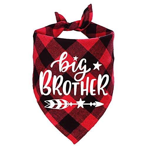 STMK Big Brother Plaid Dog Bandana Schwangerschaft Ankündigung Plaid Dog Bandana Gender Reveal Foto Prop Pet Scarf Zubehör Haustier Schals für Hunde (Rot) von STMK