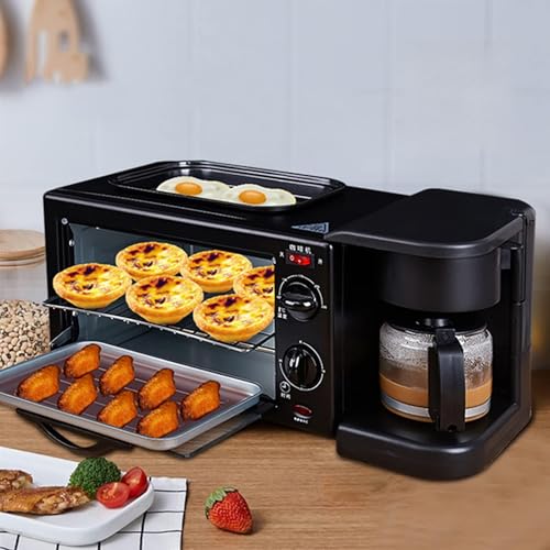 Multifunktions-Frühstückszubereiter, Elektrischer 3-in-1-Frühstückszubereiter Mit Bratpfanne, Ofen Und Kaffeemaschine, Zum Zubereiten Von Bratpfannen, Sandwiches, Kuchen, Steaks von STMKB