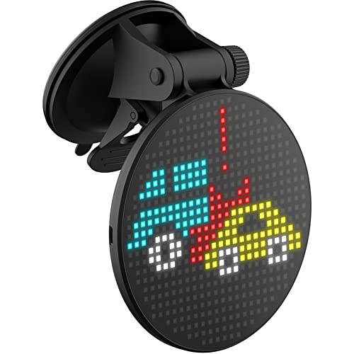 STMKB Bluetooth-App-gesteuertes LED-Schild, Auto-Heckscheibe, Kreisförmiges Bluetooth-Emoji-Display, Kann Inhalte Per Telefon Und Sprache Steuern, Eingebauter 4,2-V- / 1700-mAH-Akku von STMKB