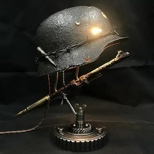 STMKB Helm-Tischlampe, Distressed-Historische-Reliquien-Tischlampe, USB-aufladbare Tischlampe Für Heimdekoration, Historische Harz-Desktop-Ornamente von STMKB