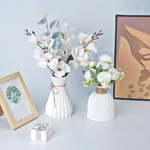 2 PCS Kleine Weiß Kunststoff-Vasen, STNRST-IN Modern Blumenvasen mit Strukturiertem Design, Vasen mit Minimalistischem Design für Wohnzimmer Schlafzimmer Büro Esstisch Eingangsbereich 2 PCS Kleine Weiß Kunststoff-Vasen, STNRST-IN Modern Blumenvasen mit Strukturiertem Design, Vasen mit Minimalistischem Design für Wohnzimmer Schlafzimmer Büro Esstisch Eingangsbereich von STNRST-IN