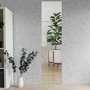 4PCS Acryl Flexible Spiegel Blätter, STNRST-IN Quadratische Selbstklebend Cuttable Spiegel Wandaufkleber, Rahmenloser Ganzkörperaufkleber Wandspiegel für Wohnzimmer Schlafzimmer Badezimmer（25 x 25 cm） von STNRST-IN
