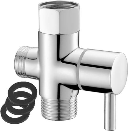 STOAT®3 wege umschaltventil， 1/2 Zoll Umstellventil Duschadapter, Messing 3-Wege-Umstellventil für verchromte Regendusche und Duscharm, wasserverteiler 3-wege wasserhahn umstellventil von STOAT