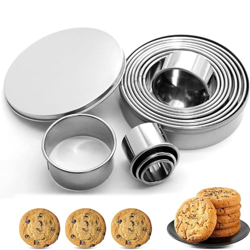 STOAT®cookie cutter。11 Stück runder Keksausstechring Set, Edelstahl runder Keksausstecher, 2.3cm-9.2cm Keksform, Lebensmittelring Keksausstecher rund mit Aufbewahrungsbox von STOAT