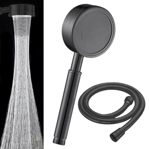 STOAT®duschbrause mit schlauch，Brausekopf aus Edelstahl 304 und Brauseschlauch aus Edelstahl 1,5 m，duschschlauch mit duschkopf druckerhöhend duschkopf mit schlauch schwarz duschkopf wassersparend von STOAT