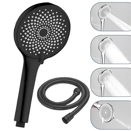 STOAT®duschkopf mit schlauch. Großer XXL-Brausekopf, explosionsgeschützter Brauseschlauch aus Edelstahl。duschkopf mit schlauch schwarz。duschbrause schwarz。brausekopf dusche mit schlauch。duschkopf xxl von STOAT