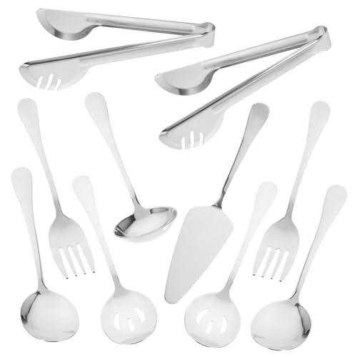 STOBAZA 1 Satz Küchenutensilien Teiliges mit Suppenlöffel Geschlitztem Löffel Spatula Steakzange und Servierlöffel für Buffets und Partys von STOBAZA