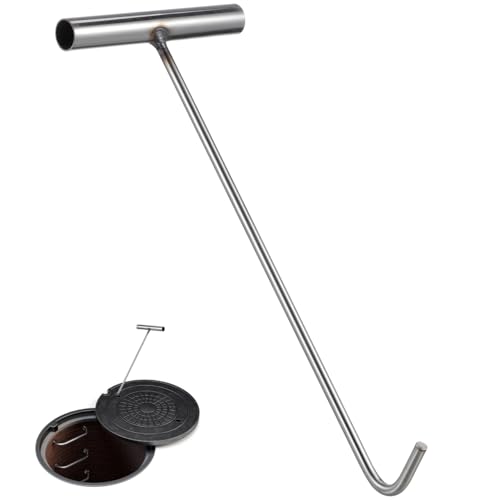 STOBAZA 1 x Edelstahl-Schachtabdeckungshaken, robuster T-Haken zum Öffnen und Anheben von Schachtabdeckungen von STOBAZA