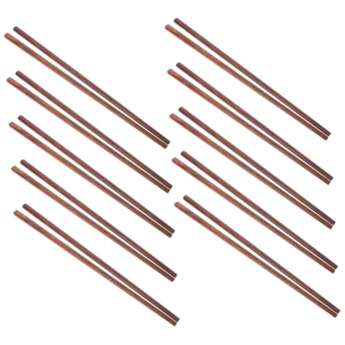 STOBAZA 10 Paare Lange Holz Essstäbchen Wiederverwendbar Spülmaschinenfest Hohe Hitzebeständigkeit Große Kochstäbchen für Hot Pot Braten Nudeln Familie und Gäste von STOBAZA