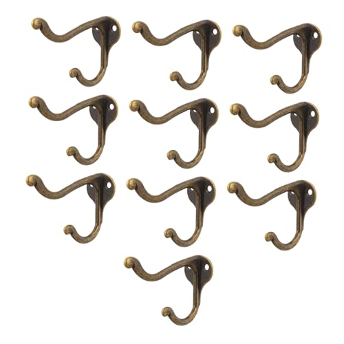 STOBAZA 10 Stück Teiliges Vintage Garderobenhaken Verschleißfestem Zinklegierungs Doppeltem Haken Robuste Wandmontage für Jacken Schals Taschen für Bad Flur Schlafzimmer von STOBAZA