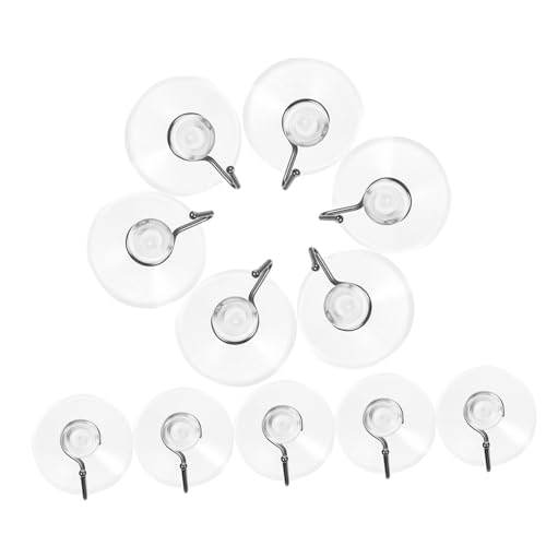 STOBAZA 10 Stück Transparente Saugnapf haken Starker Pvc vakuum Saugnapf mit Stahlhaken für Glas Fenster Bad Küche Vielseitige Wandaufhängung ohne Bohren Wiederverwendbar von STOBAZA