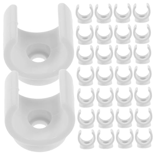 STOBAZA 100 Stück PVC Rohrschellen U-form Rohrhalter Kunststoff Rohrschelle Weiß für Wasserrohr Kabelmanagement und Elektroinstallationen Einfache Montage Vielseitig Einsetzbar für Innen von STOBAZA
