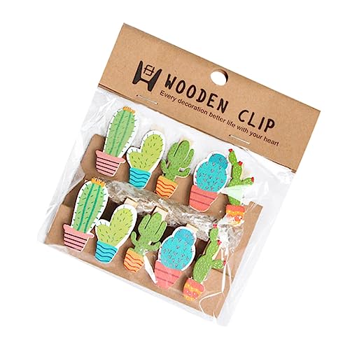STOBAZA 10stücke Holz Kaktus Fotoclips Foto Display Haken Wand Bild Clips Holz Haken von STOBAZA