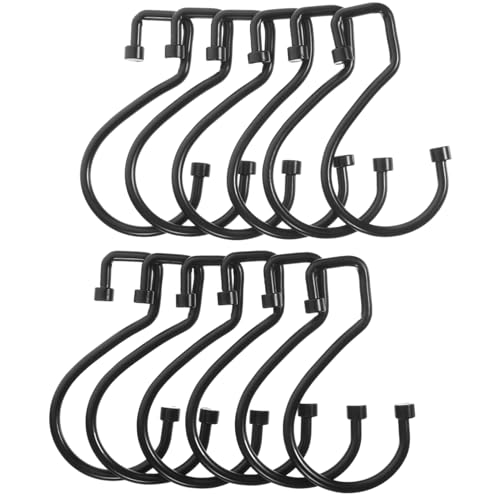 STOBAZA 12 Stück Teiliges Metall Duschvorhanghalter S Haken Schwarz Vielseitig Einsetzbar als Handtuchhalter und Gardinenhaken Modernes Design Passend für Verschiedene Badstile von STOBAZA