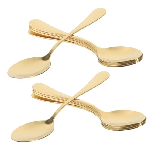 STOBAZA 12 Stück Teiliges Set Kleine Goldene Dessertlöffel aus Edelstahl Spiegelpoliert Spülmaschinenfest Hohe Härte für Joghurt Kaffee und Eis Stilvolle Teelöffel für Haushalt und STOBAZA 12 Stück Teiliges Set Kleine Goldene Dessertlöffel aus Edelstahl Spiegelpoliert Spülmaschinenfest Hohe Härte für Joghurt Kaffee und Eis Stilvolle Teelöffel für Haushalt und von STOBAZA