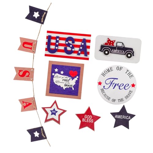 STOBAZA 12 Stück Teiliges of July Holz Tiered Tray Dekorationen Patriotische Amerikanische Deko für Haus und Party Rustikale Stufige Tablettverzierung Stil Wohnaccessoire STOBAZA 12 Stück Teiliges of July Holz Tiered Tray Dekorationen Patriotische Amerikanische Deko für Haus und Party Rustikale Stufige Tablettverzierung Stil Wohnaccessoire von STOBAZA