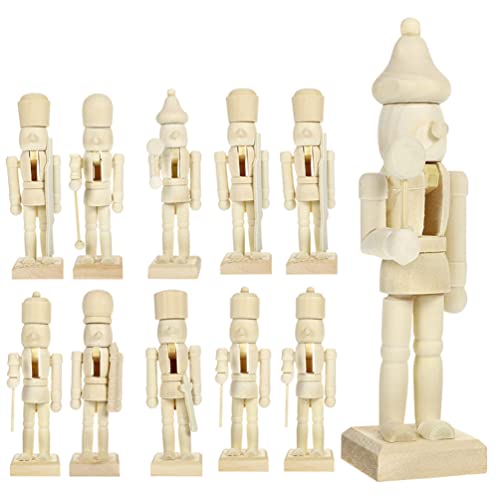 STOBAZA 12 Stück Unvollendete Holz-Nussknacker-Ornamente – DIY-Nussknacker-Figuren Natürliche Holzfarbe Bemalbares DIY-Handwerk 4 72 X 1 5 cm. 73X1. 57 Zoll (Zufälliger Stil) von STOBAZA