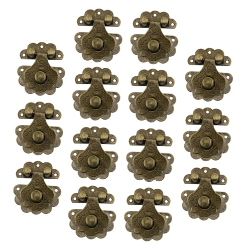 STOBAZA 14 Stück Teiliges Antike Eisenscharnier Verriegelung Hasp Latch Dekorativer Metallschnallenverschluss für Schmuckkästen Holzschubladen Schränke Einfache Montage Rostbeständig von STOBAZA