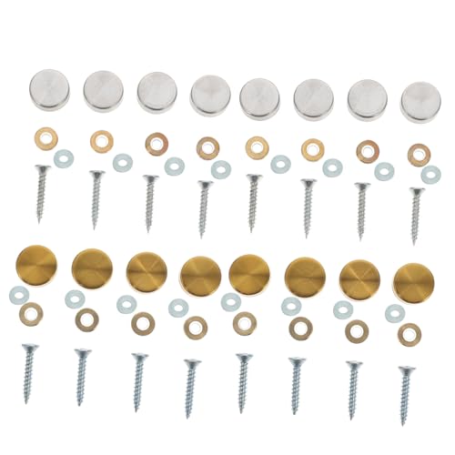 STOBAZA 16 Sätze Teiliges Spiegelbefestigungsschrauben aus Edelstahl Verdickte Dekorative Schraubennägel mit Abdeckkappen Rostfreie Spiegelhalterungen für Glas Möbelmontage von STOBAZA