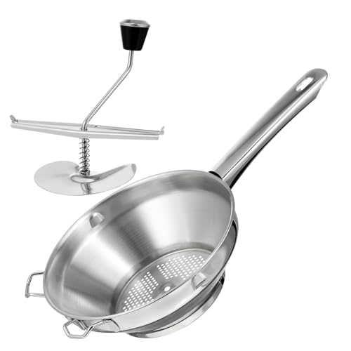 STOBAZA 1Stück Kartoffelstampfer Handmixer Manuelle Kartoffelpresse für Flaumiges Püree Leicht zu Reinigen Robustes Küchengerät für Gemüsebrei und Fruchtsäfte Silberfarben von STOBAZA