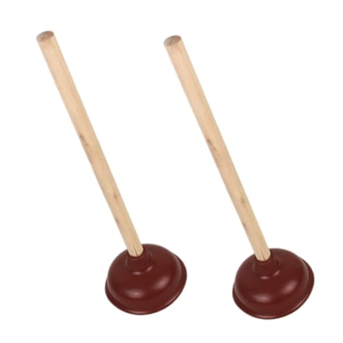 STOBAZA 2 STÜCK Teiliges Gummi Rohrreinigungsset mit Holzgriff Toilettenpümpel für Effektive Rohrverstopfungsbeseitigung Langlebig und Einfach zu Bedienen Geeignet für Haushalt und Wc von STOBAZA