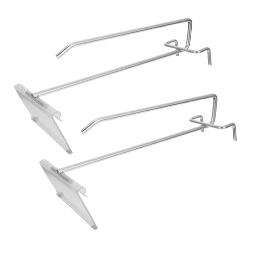 STOBAZA 2 Sätze Doppel draht Verchromte Supermarkt wandhaken mit Etikettenhalter Stabile Edelstahl Pegboard Haken für Laden Werkzeugregal Einfache Montage Robuste Aufbewahrungslösung von STOBAZA