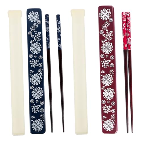 STOBAZA 2 Sätze Faltbare Essstäbchen aus Naturholz mit Aufbewahrungsbox Leicht und Tragbar Wiederverwendbar für Sushi Camping und Alltag Stilvolle Japanisch Chinesische Essstäbchen mit von STOBAZA