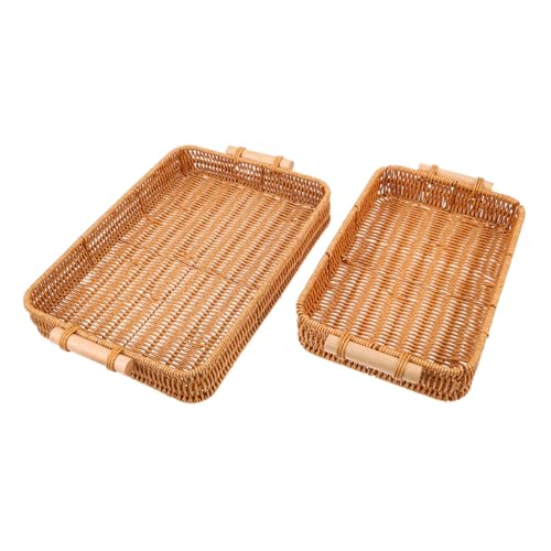 STOBAZA 2 Stück Aufbewahrungskorb Korbkorb gewebter Rattankorb mit Griff handgewebte Körbe für die Aufbewahrung Utensilienschale aus Rattan Brotkorb aus Weide hölzern Khaki STOBAZA 2 Stück Aufbewahrungskorb Korbkorb gewebter Rattankorb mit Griff handgewebte Körbe für die Aufbewahrung Utensilienschale aus Rattan Brotkorb aus Weide hölzern Khaki von STOBAZA