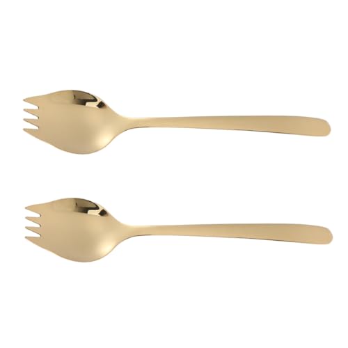 STOBAZA 2 Stück Edelstahl Dual-Purple-Geschirr Mehrzweckgabeln Gabel Löffel Spaghettilöffel aus Edelstahl Nudelgabeln Multifunktionale Outdoor -Gabel Salatbesteck Rostfreier Stahl Golden STOBAZA 2 Stück Edelstahl Dual-Purple-Geschirr Mehrzweckgabeln Gabel Löffel Spaghettilöffel aus Edelstahl Nudelgabeln Multifunktionale Outdoor -Gabel Salatbesteck Rostfreier Stahl Golden von STOBAZA