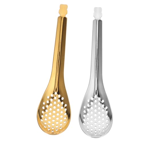 STOBAZA 2 Stück Edelstahl Kleines Schöpflöffel Schlitz Ergonomisch Tragbar für Suppen Salate Partys Restaurant Haushaltsgebrauch Gold STOBAZA 2 Stück Edelstahl Kleines Schöpflöffel Schlitz Ergonomisch Tragbar für Suppen Salate Partys Restaurant Haushaltsgebrauch Gold von STOBAZA