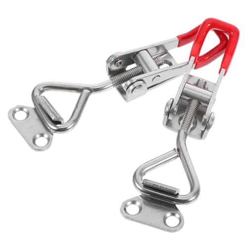 STOBAZA 2 Stück Einstellbarer Edelstahl Türschnappverschluss Federbelasteter Heavy Duty Hebelverschluss für Schrank Gartentor Metalltür Verstellbarer Türsicherheitsverschluss mit Robustem von STOBAZA