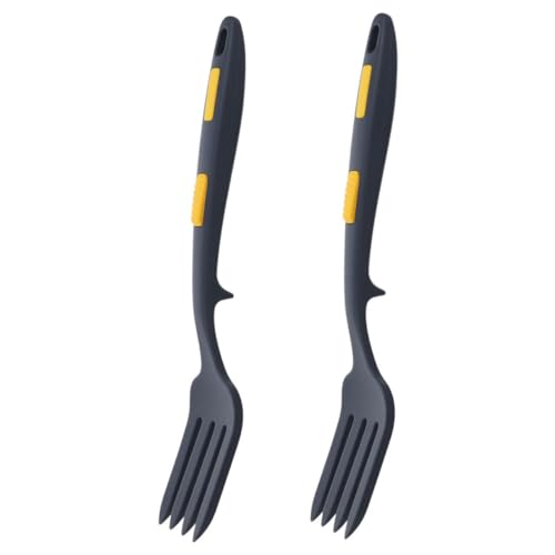 STOBAZA 2 Stück Flexible Silikon Kochgabel Ergonomisch Rutschfest Multifunktional Pasta Fork für Beschichtete Töpfe Küchenutensil Spülmaschinengeeignet Hot Pot Restaurants Haushalt von STOBAZA