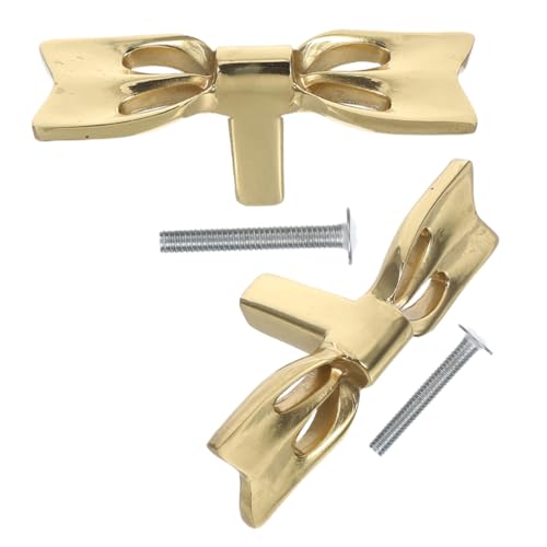 STOBAZA 2 Stück Goldene Messinggriffe mit Kreativem Schleifen Design Langlebige Schrankgriffe für Kommoden Kleiderschränke und Küchenschränke Möbelgriffe für Stilvolle Einrichtung von STOBAZA