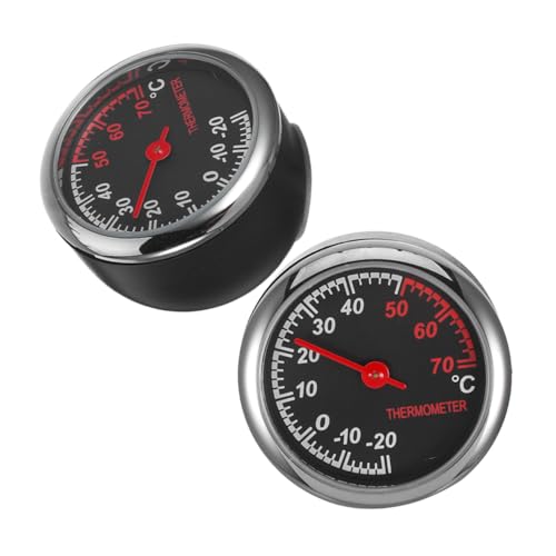 STOBAZA 2 Stück Metall Autothermometer mit Hochpräzisem Sensor Robustes Temperaturmessgerät für Fahrzeug Innenraum Leichtes Einfach zu Installierendes Auto Innenthermometer mit Ablesbarem von STOBAZA